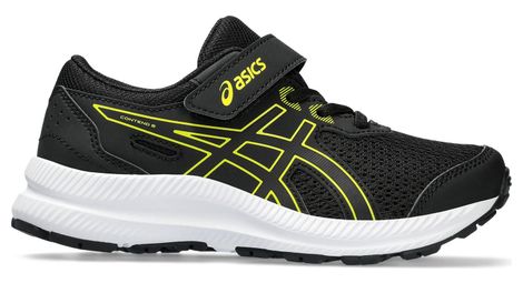 Asics contend 8 ps nero giallo scarpe da corsa per bambini