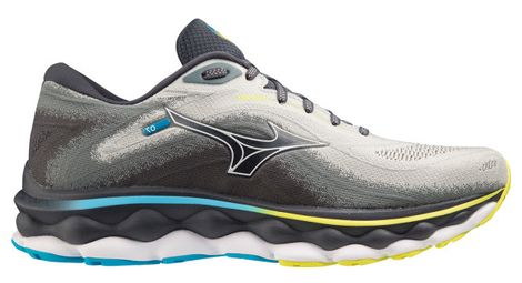 Chaussures de running mizuno wave sky 7 gris bleu jaune