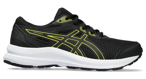 Zapatillas de running para niños asics contend 8 gs negro amarillo