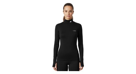 Tee-shirt col montant fjork merino bjork roll 210 femme laine mérinos 210 g/m² thermique et respirant noir