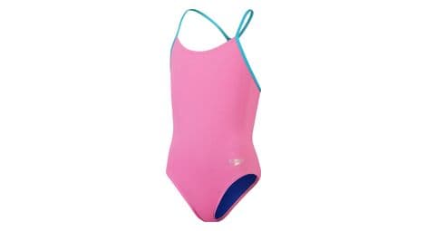 Maillot de bain enfant 1 pièce eco+ solid lane line rose/bleu