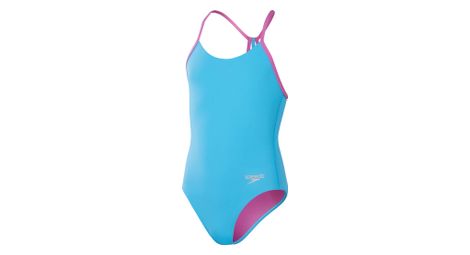 Maillot de bain fille solid lane line back bleu / rose
