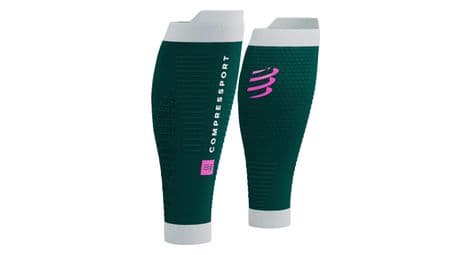 Compressport r2 3.0 pantorrilleras de compresión verde oscuro / blanco