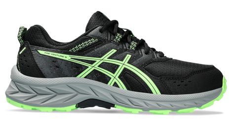 Asics pre venture 9 gs scarpe da trail running per bambini nero verde