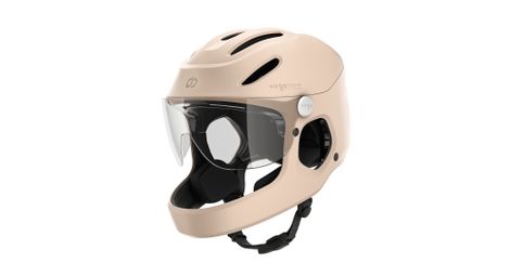 Virgo Integral Beige - Casque Intégral Urbain avec visière et phare arrière