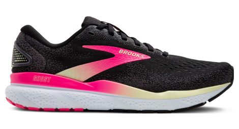 Brooks ghost 16 scarpe da corsa da donna nero/rosa/giallo