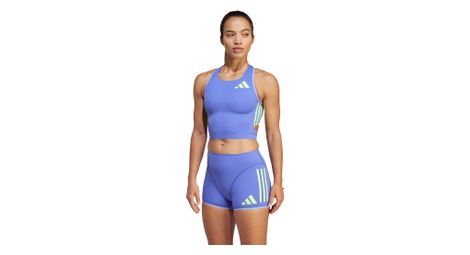 Haut crop top adidas adizero promo running bleu/vert femme