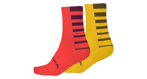 Calcetines endura coolmax granada rojo / amarillo (juego de 2 pares)