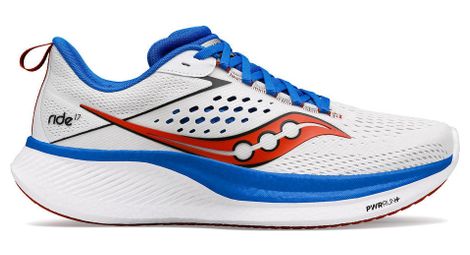 Chaussures de running saucony ride 17 blanc bleu rouge