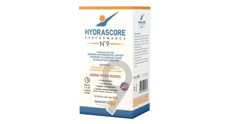 Boisson isotonique hydrascore n°9 à base de bcaa fruits rouges 10 x 40g