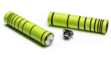 Absoluteblack premium silicone dual density enduro grips 33mm lime green