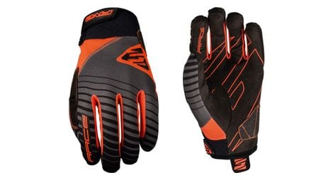 Five race long gloves grey fluo orange black l