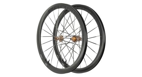 Paire de roues Progress Orbit 450 Noir/Light Bronze | 12x100/12x142 mm | Center Lock | Rayon Carbone
