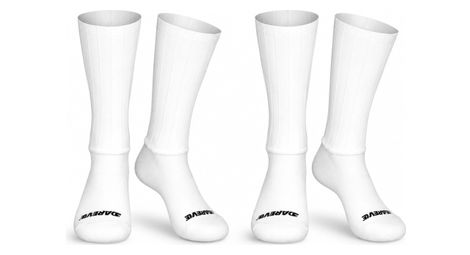 Darevie AERO Socken 2 Paar Radsport Straße Aerodynamik Silikon-Grip Weiß