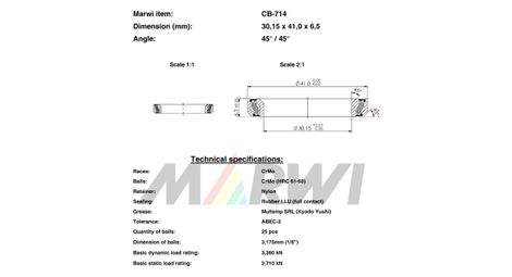 Roulement direction 30 15x41 0x6 5 45 45 cb714 cb 714