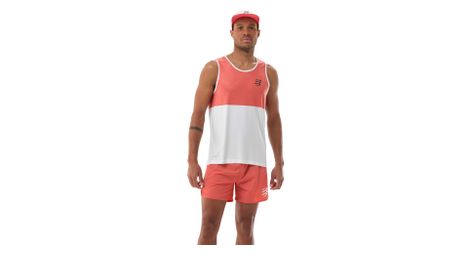 Camiseta sin mangas Compressport Performance naranja/blanca para hombre