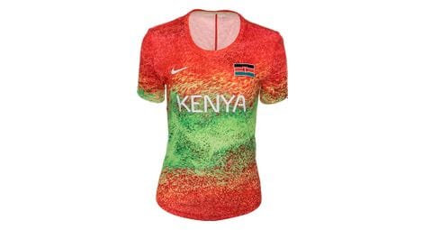 Camiseta de manga corta para mujer nike one kenya 2024 verde/rojo