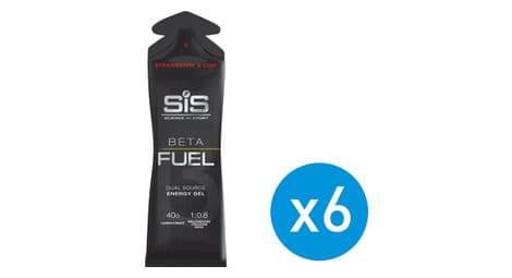 Lot de 6 gels énergétiques sis beta fuel fraise/citron vert 60ml