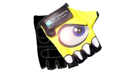 Gants vélo enfant | jaune | crazy safety | yeux réfléchissants