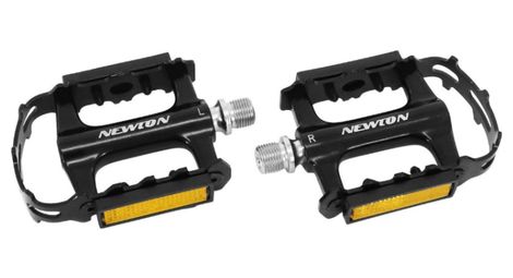 Pedale vtt roulement etanche premium newton corps alu noir cage alu noire 9-16  (paire)