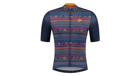 Maillot manches courtes velo rogelli aztec - homme - bleu/orange