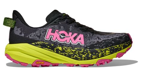 women s hoka speedgoat 6 trail shoes black pink yellow