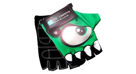 Gants vélo enfant | vert | crazy safety | yeux réfléchissants