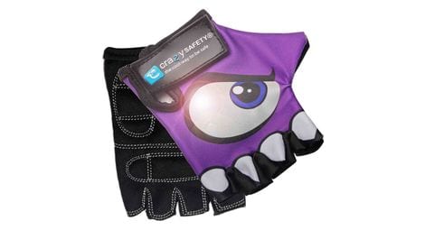 Gants vélo enfant | violet | crazy safety | yeux réfléchissants