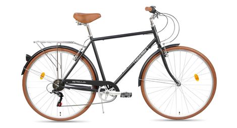 FabricBike Southken - Vélo de Ville 28 , Classique, Panier, Selle Confort, 7 vitesses. Matte Black