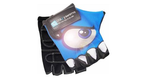 Gants vélo enfant | bleu | crazy safety | yeux réfléchissants