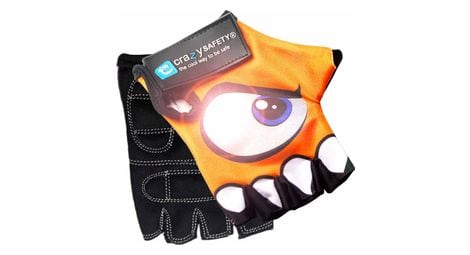 Gants vélo enfant | orange | crazy safety | yeux réfléchissants