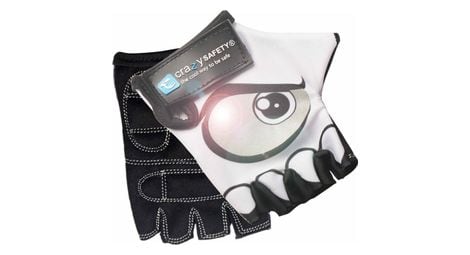 Gants vélo enfant | blanc | crazy safety | yeux réfléchissants