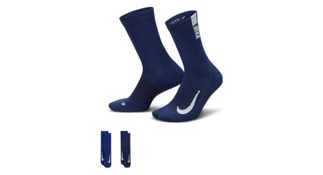 Chaussettes unisexe nike multiplier crew 2 paires bleu blanc
