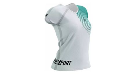 Maillot compressport training ss tshirt w blanc bleu swimbikerun 2023