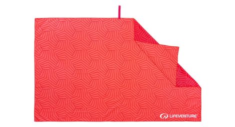 Serviette microfibre lifeventure softfibre printed recycled rouge geometric coral