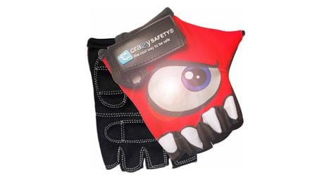 Gants vélo enfant | rouge | crazy safety | yeux réfléchissants