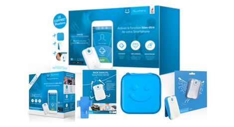 Pack bluetens electrostimulateur + estuche de almacenamiento + clip de cinturón