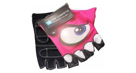 Gants vélo enfant | rose | crazy safety | yeux réfléchissants