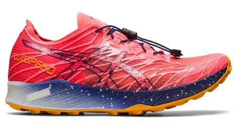 Chaussures de trail running asics fujispeed corail bleu femme