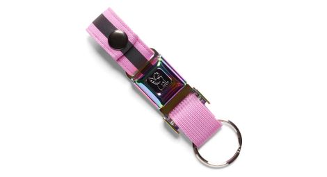 Porte cles mini buckle chrome rainbow reflective rose