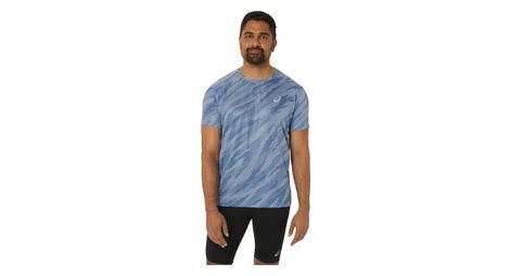 Maglia manica corta asics core run all over print blue m