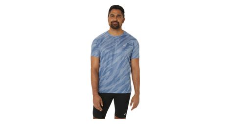 Camiseta de manga corta asics core run all over print azul