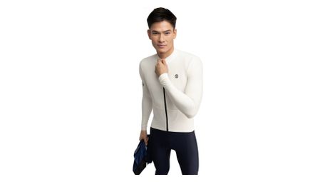 Maillot vélo thermique manches longues homme cyclisme m7 egret blanc