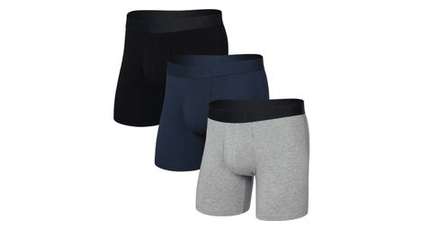 Boxer Saxx DropTemp Cooling Cotton Brief Fly Grigio/Blu/Nero Uomo (Confezione da 3)