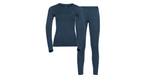 Ensemble pull / bas odlo merino 200 set bleu femme