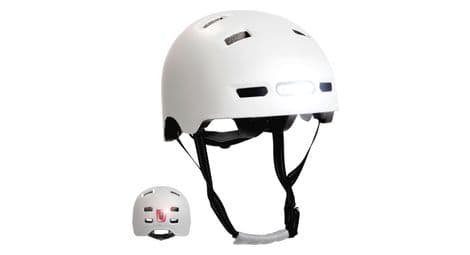 Casque vélo skater avec éclairage avant et arrière |blanc mat