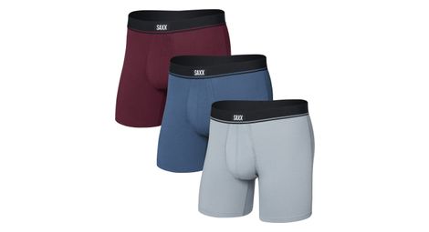Boxer Saxx Essential Cotton Brief Fly Grigio/Blu/Marrone Uomo (Confezione da 3)