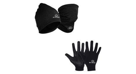 Pack de invierno BV Sport: gorro/bufanda + guantes negros