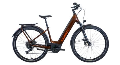 Bicicleta híbrida eléctrica cube touring hybrid pro 625 easy entry shimano cues 11v 625 wh 700 mm marron orange cinnamon 2025 - produit reconditionné