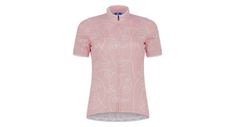 Maillot manches courtes velo rogelli faces - femme - rose